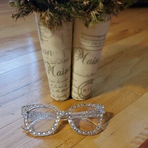 Rhinestone Star Frame Clear Cat-Eye Glasses